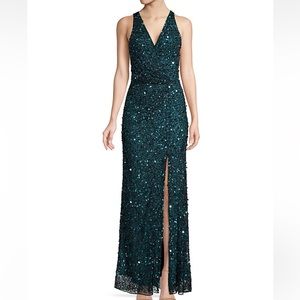 Parker Black Harmony Sequin Beaded Gown in Emerald size 4 Saks Fifth Avenue